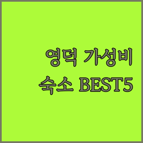 영덕 가성비 숙소 베스트 5 위치 장점 및 실시간 예약 정보