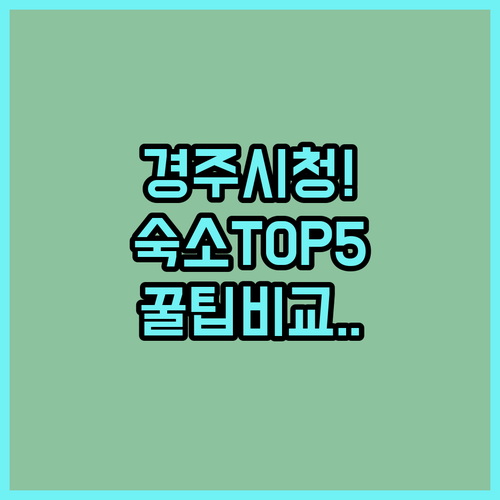 경주 시청 숙소 추천 TOP 5 위치 장점 조식 시설 비교 분석